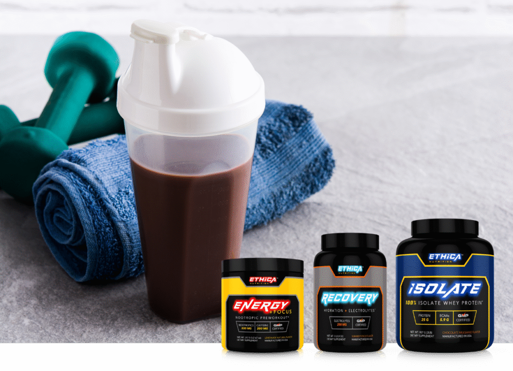 A shake made with Ethica Nutrition fitness supplements